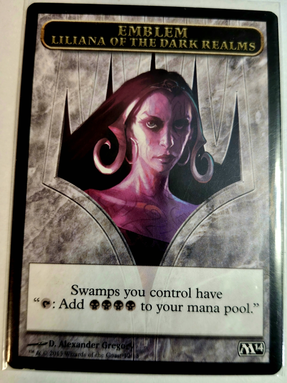 MTG Liliana of the Dark Realms Emblem Token M14 Magic 2014 NM